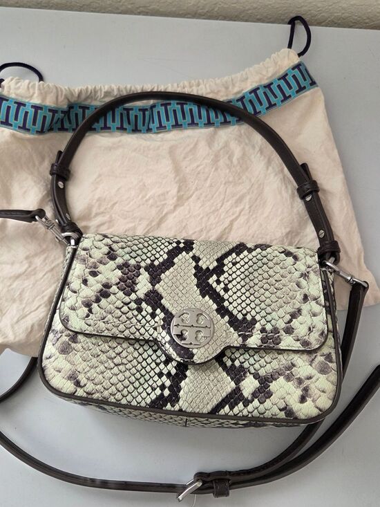 Tory Burch Handbags - Tory Burch Snake-Print Leather Shoulder Bag Crossbody
